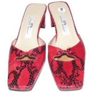 SOLD on ALLAMODA.shop- Etienne Aigner Red and Black Snakeskin Texture